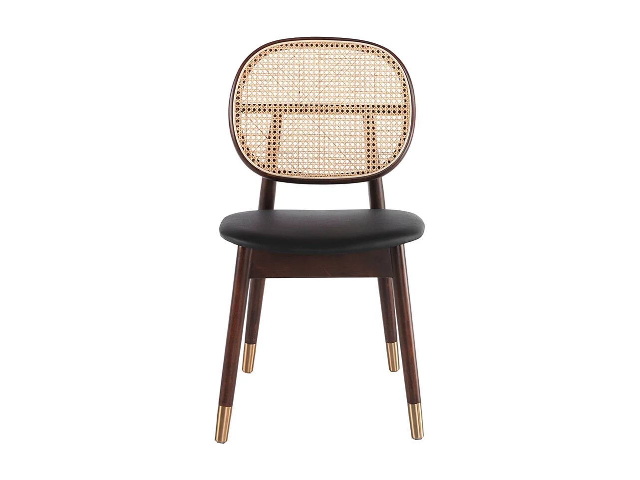 Chaise rotin simili cuir noir et bois de frêne Lola - Lot de 2-Couleur Aqua 61 Bleu clair