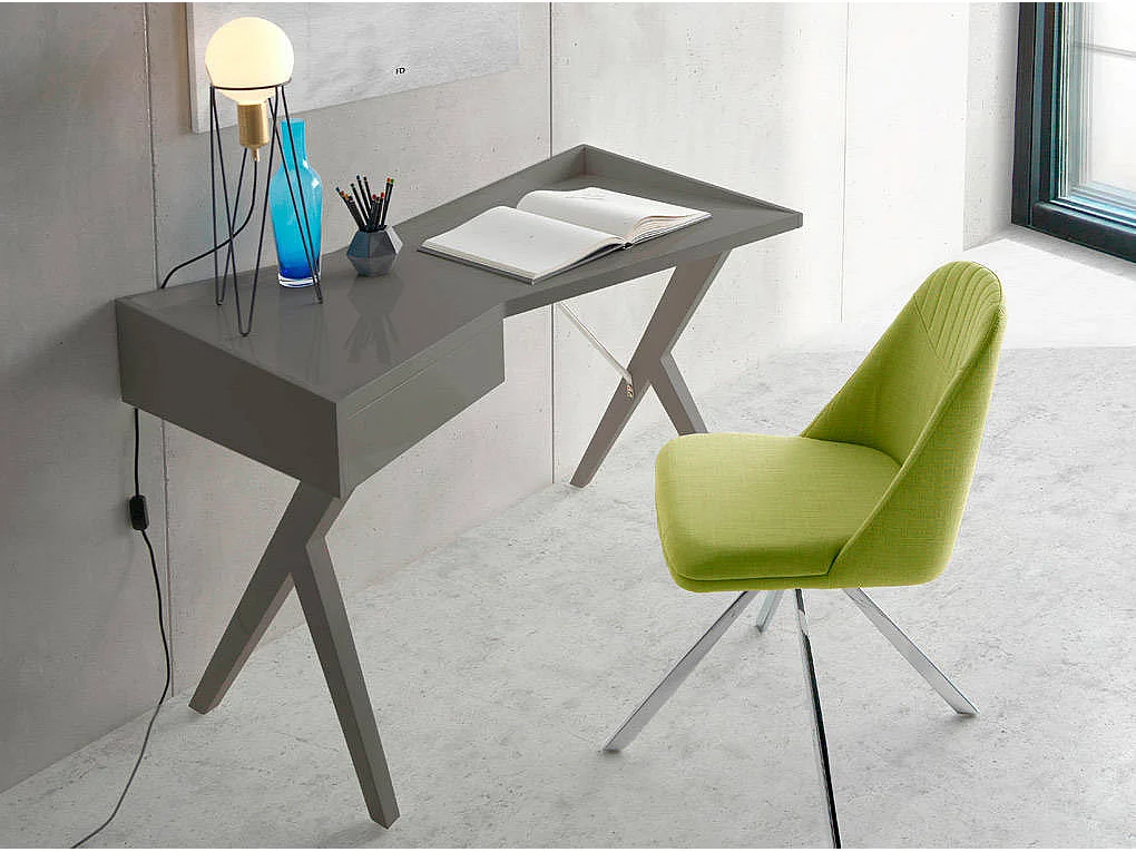 Chaise design simili cuir et pieds acier chromé Manoro-Couleur Aqua 07 Sable