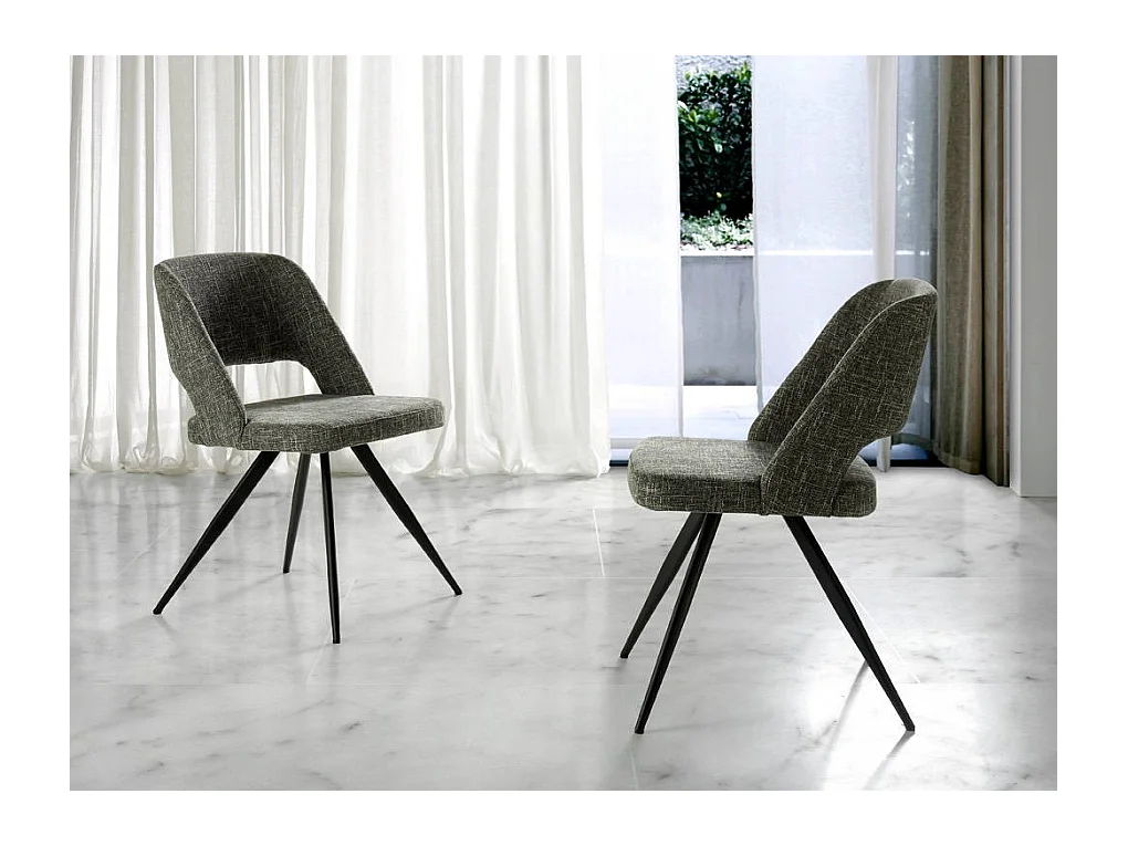 Chaise tissu et pieds acier noir Kaninawa - lot de 2-Couleur MIRAGE 05