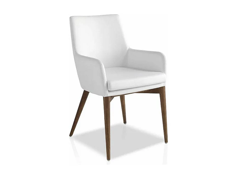 Fauteuil bois noyer et simili cuir Orna - Lot de 2-Couleur Aqua 07 Sable