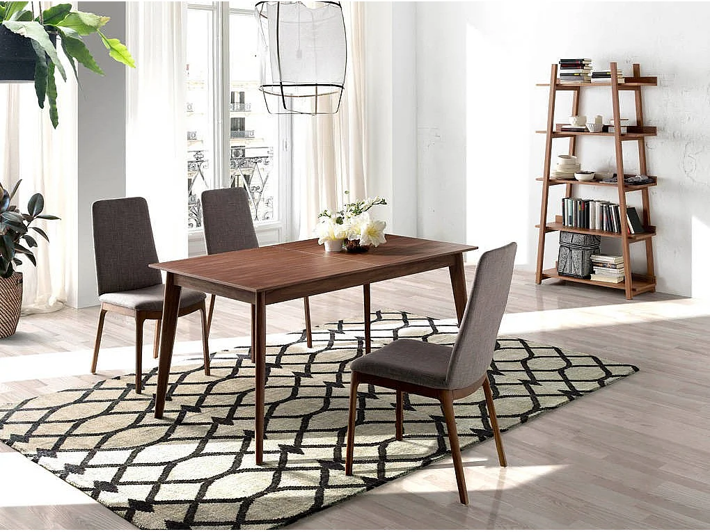 Chaise en tissu et bois de frêne couleur noyer Lazy - Lot de 2-Couleur DUO 16