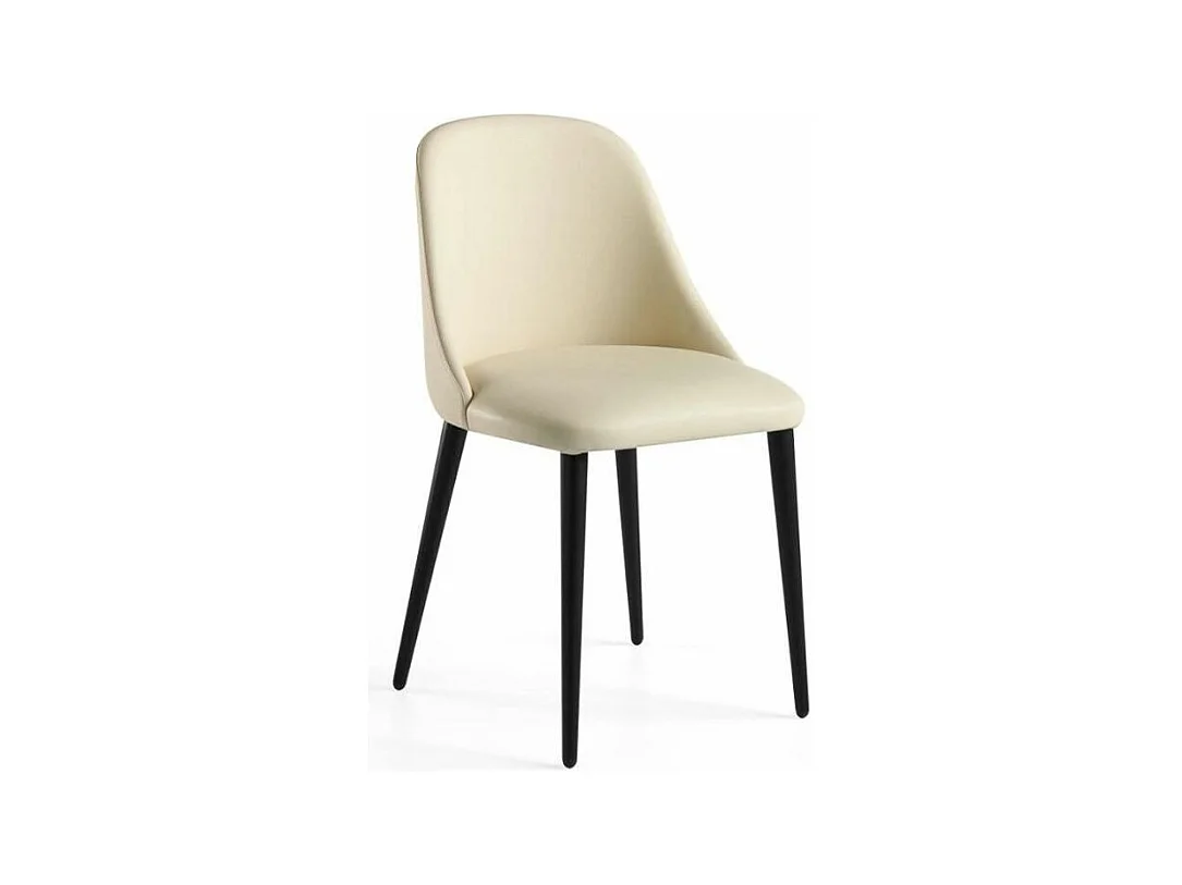 Chaise similicuir et pieds bois foncé Fanawi-Couleur Aqua 71 Gris clair