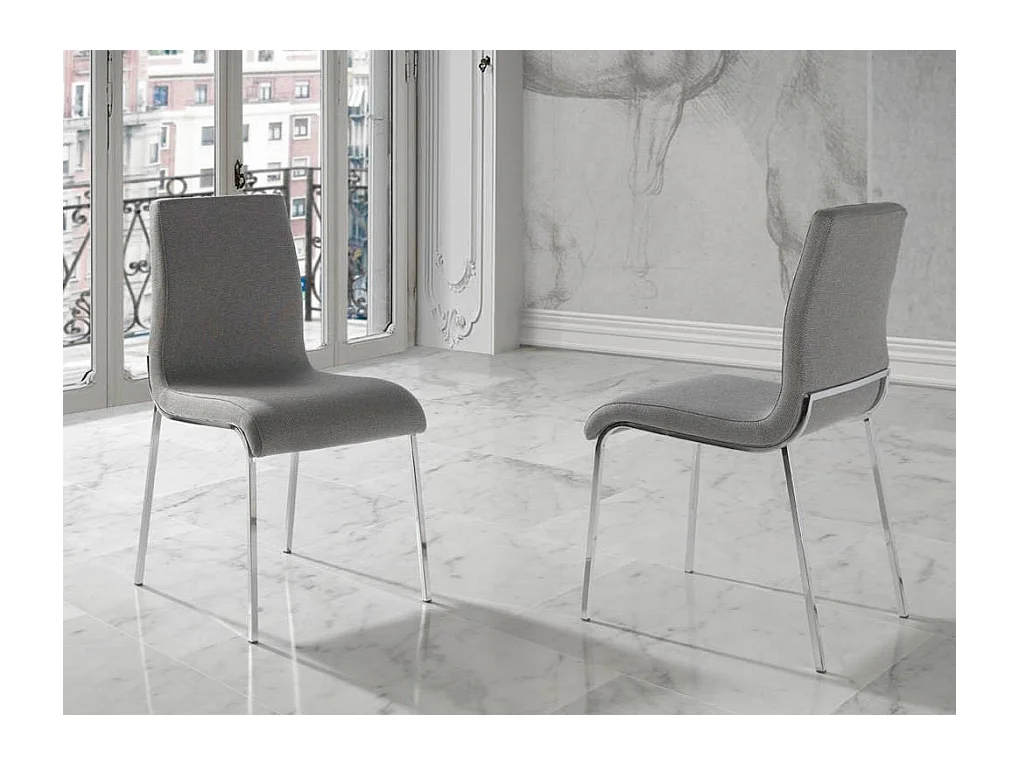 Chaise design simili cuir et pieds acier chromé Dayna - Lot de 4-Couleur Aqua 00 Blanc