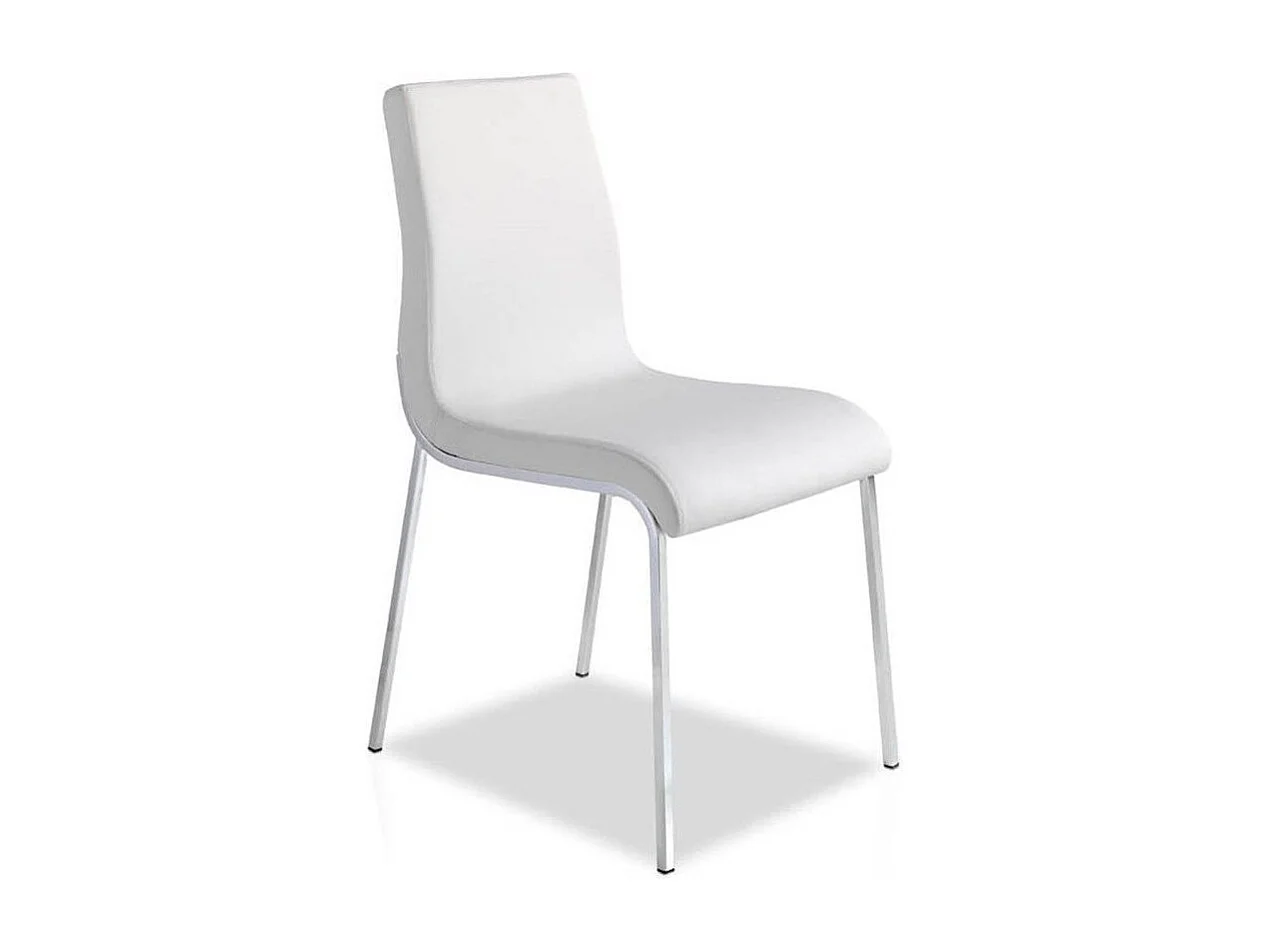 Chaise design simili cuir et pieds acier chromé Dayna - Lot de 4-Couleur Aqua 00 Blanc