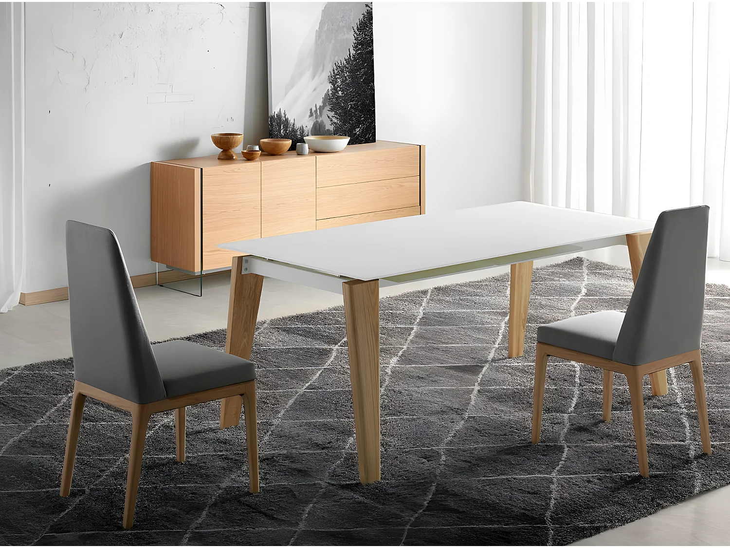 Chaise tissu et pieds chêne clair Louisa-Couleur DUO 16