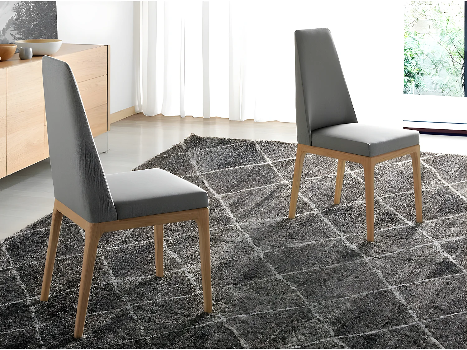 Chaise tissu et pieds chêne clair Louisa-Couleur DUO 16