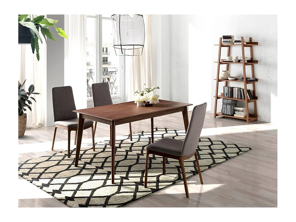 Chaise en tissu et bois de frêne couleur noyer Lazy - Lot de 2-Couleur DUO 40