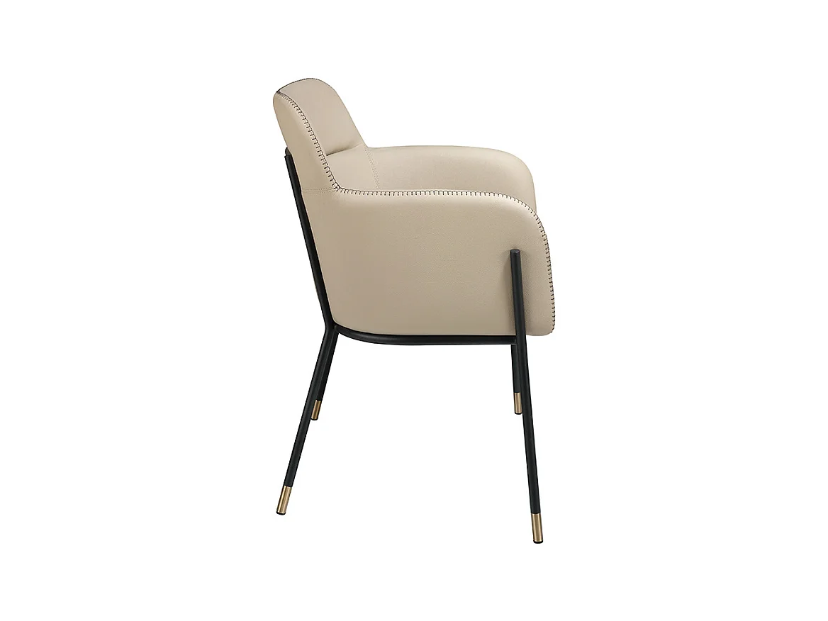 Chaise simili cuir et cuir éco beige et pieds en acier Léo-Couleur DUO 52