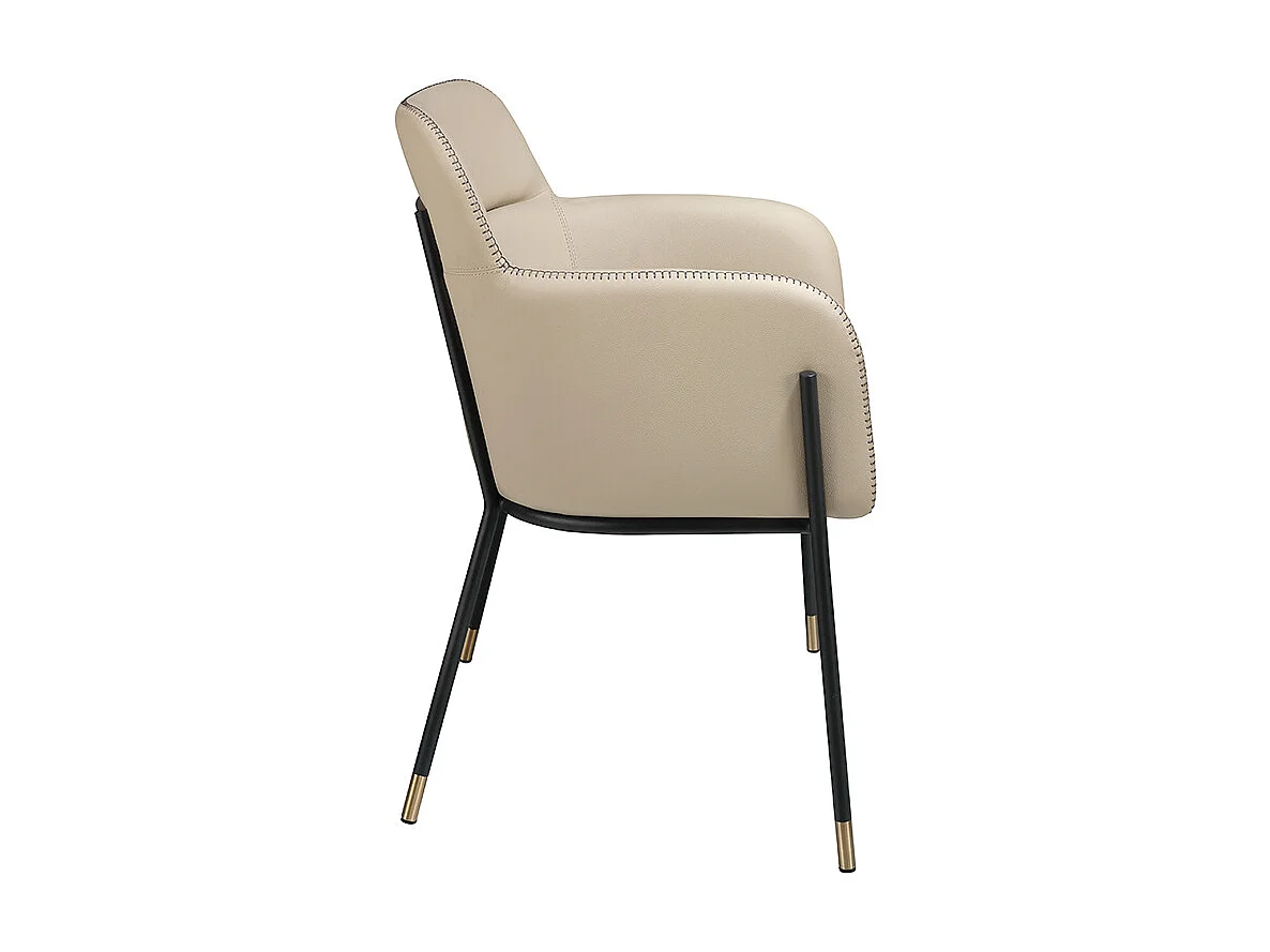 Chaise simili cuir et cuir éco beige et pieds en acier Léo-Couleur DUO 52