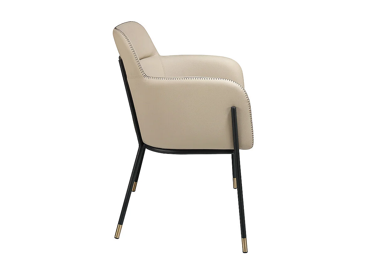 Chaise simili cuir et cuir éco beige et pieds en acier Léo-Couleur DUO 52