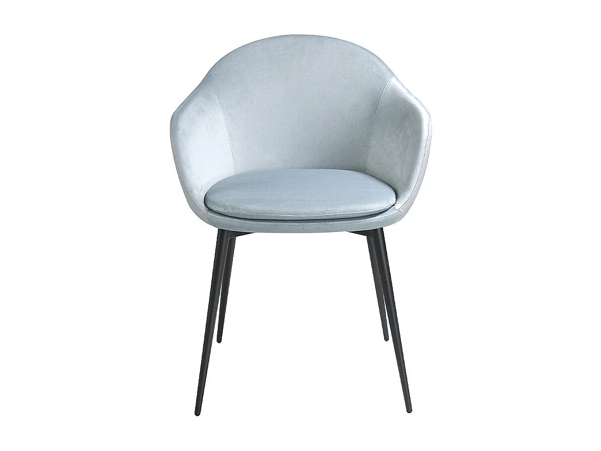 Chaise velours et cuir éco pieds en acier noir Lucie - Lot de 2-Couleur DUO 02