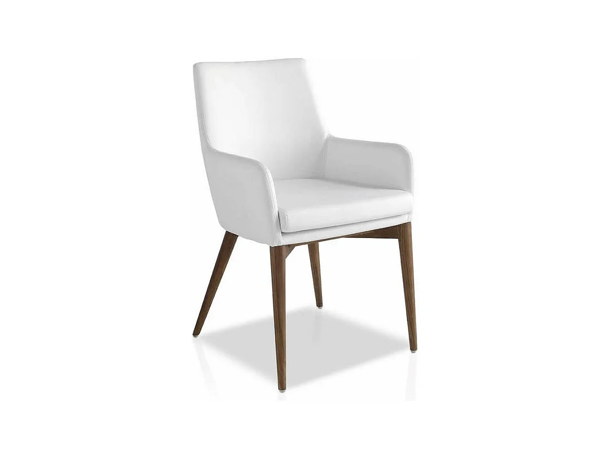 Fauteuil bois noyer et simili cuir Orna - Lot de 2-Couleur Aqua 82 Taupe
