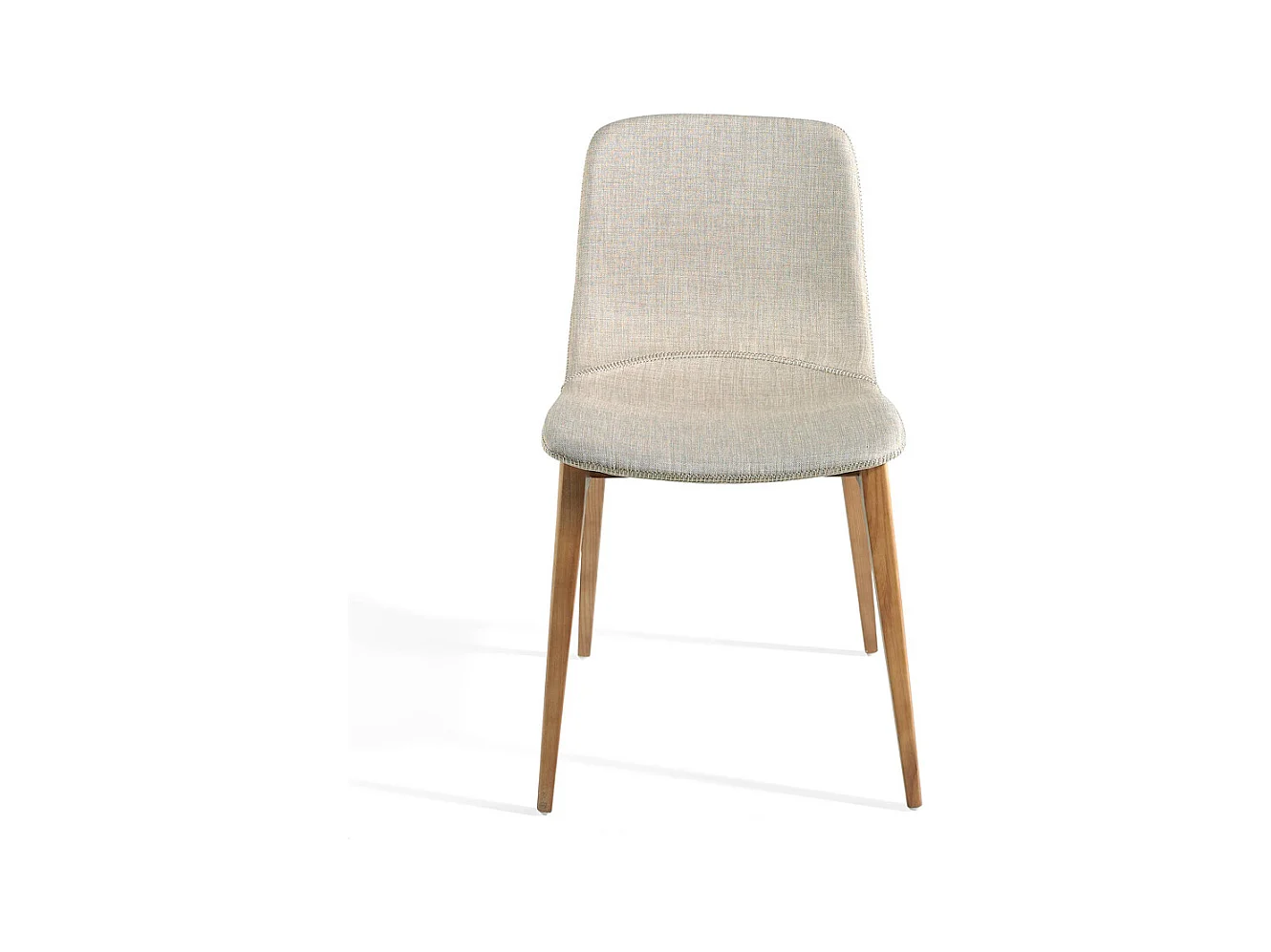Chaise en bois de frêne et tissu beige Béa - Lot de 2-Couleur Aqua 18 Taupe foncé