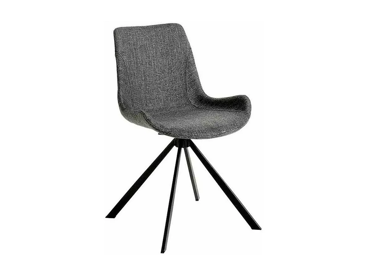 Chaise pivotante tissu gris et pieds acier noir Ella - Lot de 2-Couleur DUO 03