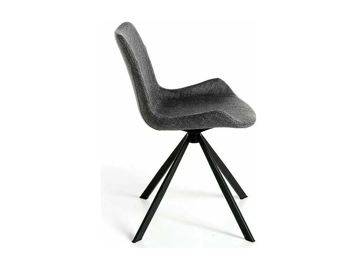 Chaise pivotante tissu gris et pieds acier noir Ella - Lot de 2-Couleur DUO 03