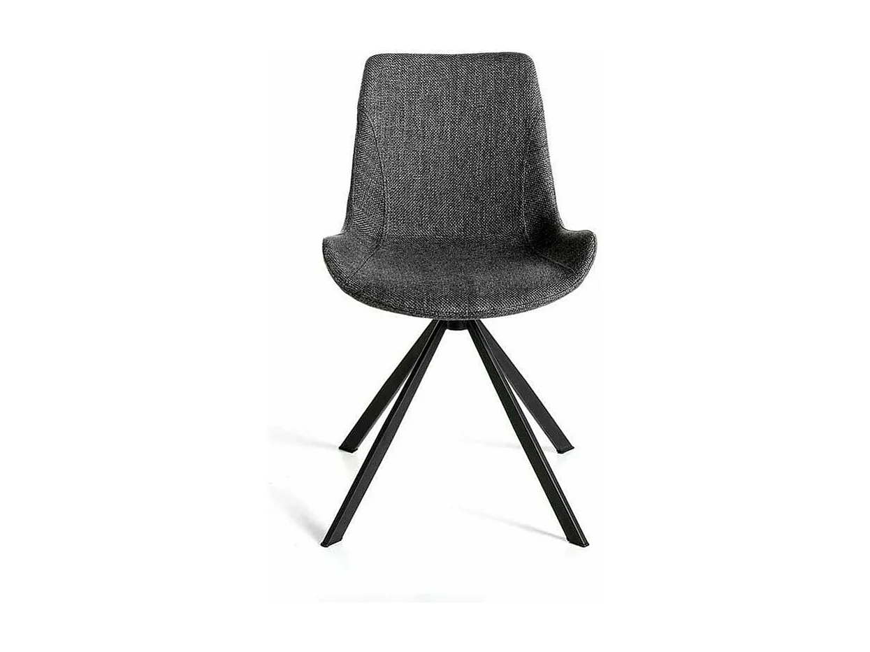 Chaise pivotante tissu gris et pieds acier noir Ella - Lot de 2-Couleur DUO 03