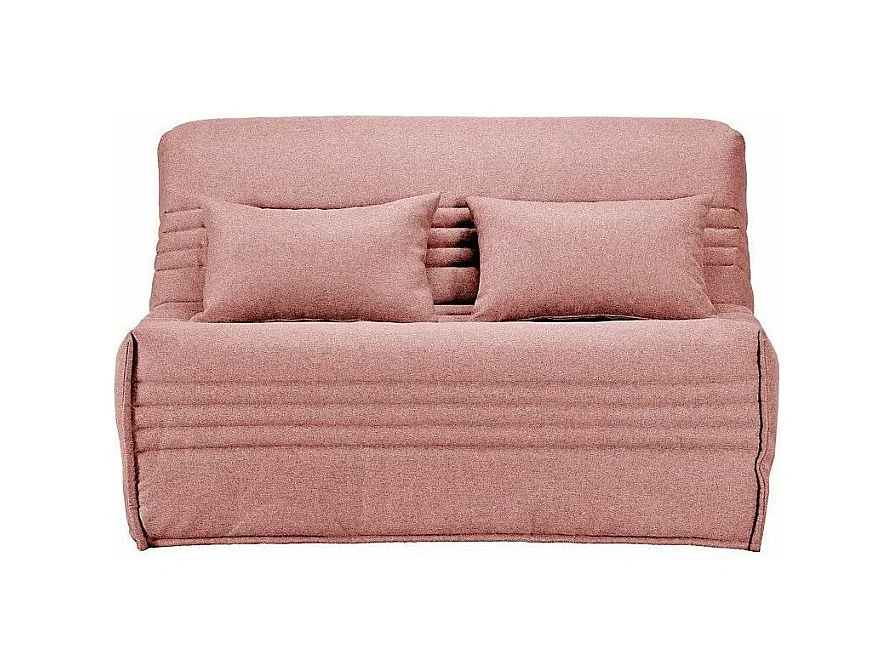 Banquette BZ tissu 140x200 matelas Bultex 15cm Celia-Couleur Rose clair