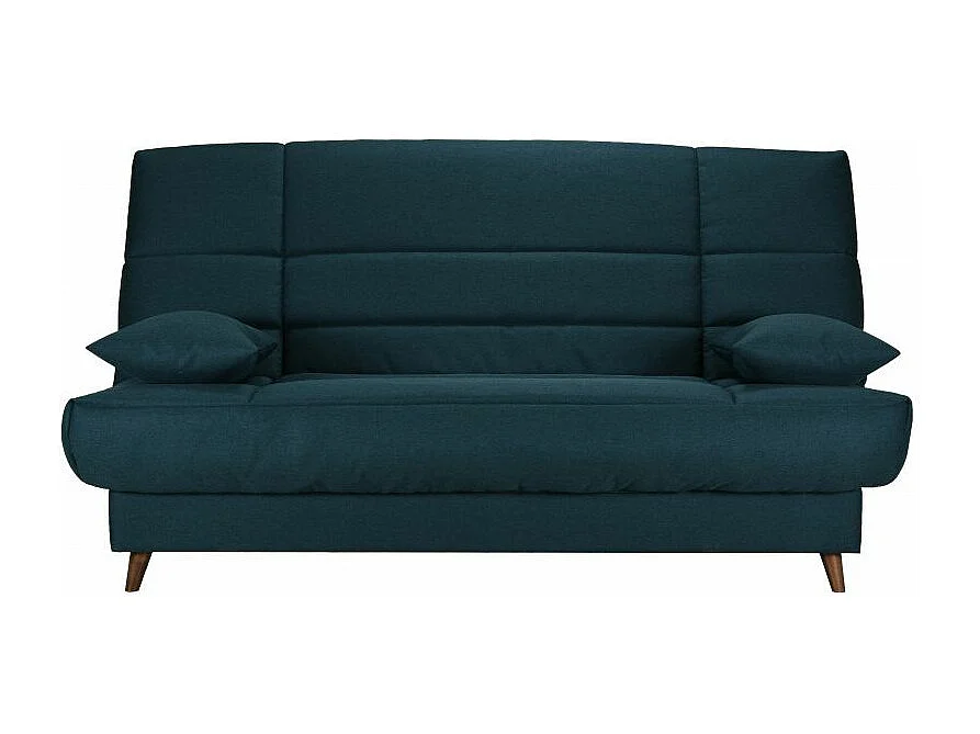 Banquette Clic-clac tissu 130x190 matelas Bultex 14cm avec rangement Boky-Couleur Bleu cyan