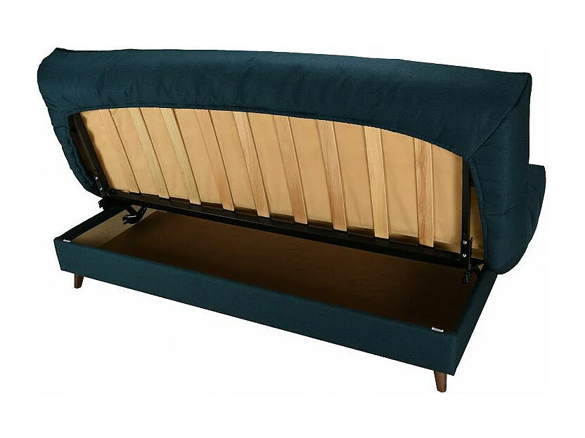 Banquette Clic-clac tissu 130x190 matelas Bultex 14cm avec rangement Boky-Couleur Bleu cyan