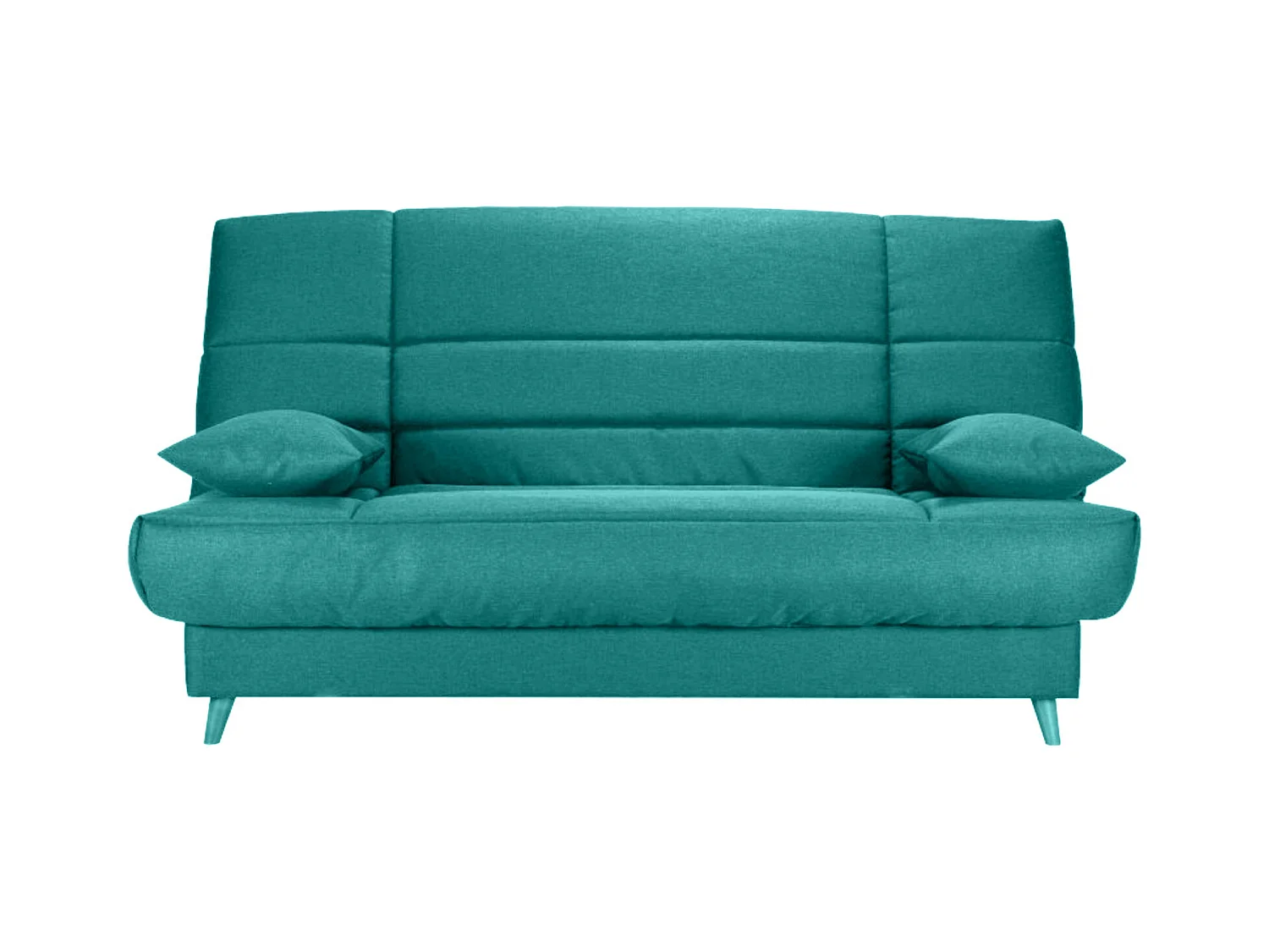 Banquette Clic-clac tissu 130x190 matelas Bultex 14cm avec rangement Boky-Couleur Bleu cyan