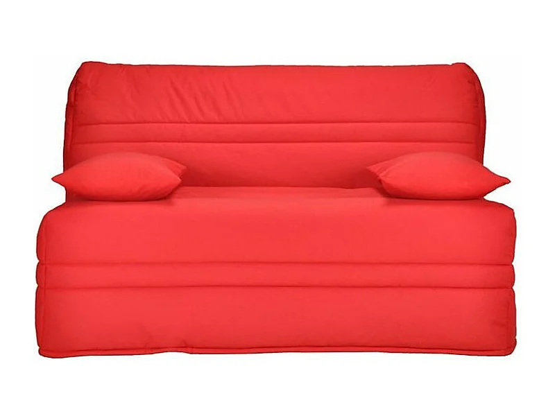 Banquette BZ tissu matelas Bultex 15cm Barnes 140x200-Couleur Rouge-Coffre de rangement Avec rangement