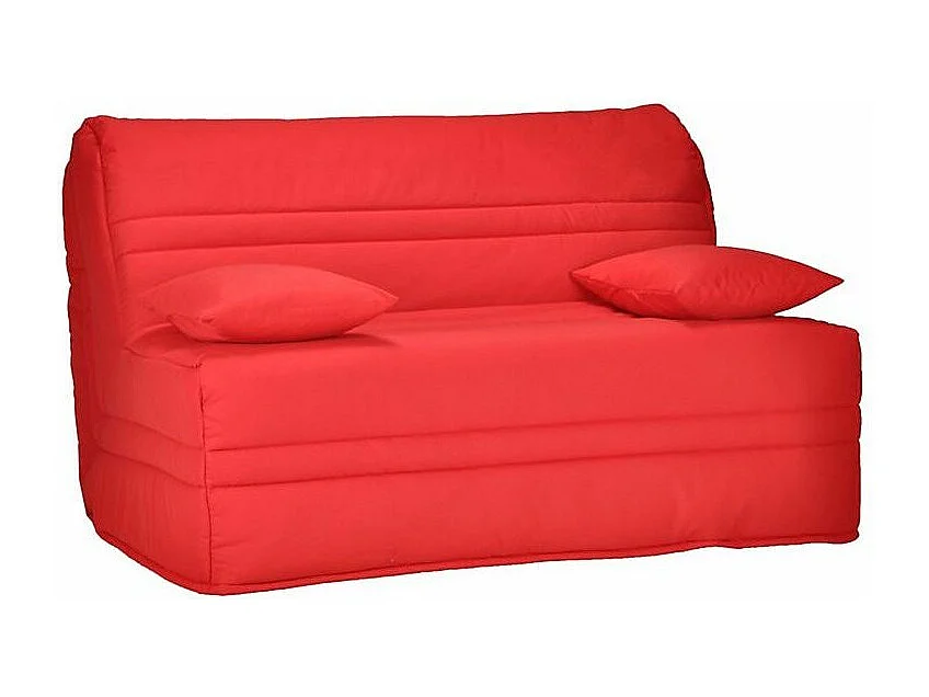 Banquette BZ tissu matelas Bultex 15cm Barnes 140x200-Couleur Rouge-Coffre de rangement Avec rangement