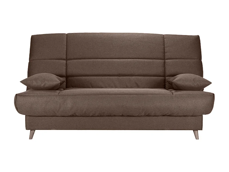 Banquette Clic-clac tissu 130x190 matelas Bultex 14cm avec rangement Boky-Couleur Marron clair