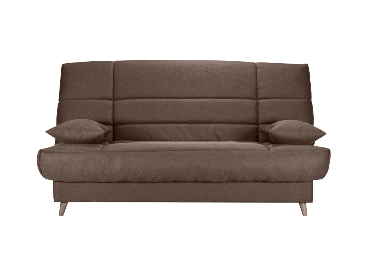 Banquette Clic-clac tissu 130x190 matelas Bultex 14cm avec rangement Boky-Couleur Marron clair