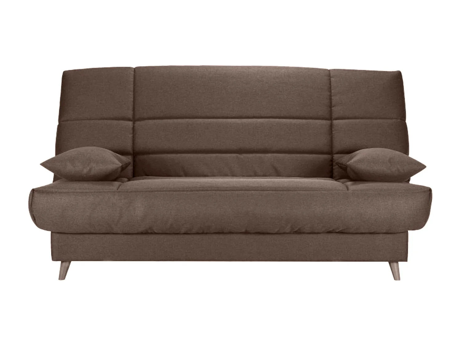 Banquette Clic-clac tissu 130x190 matelas Bultex 14cm avec rangement Boky-Couleur Marron clair