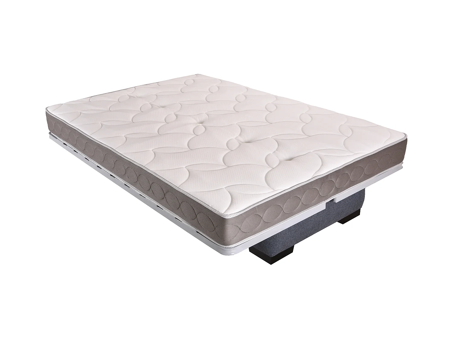 Stoffen slaapbank met Sofaconfort matrasopberger 17 cm Parko 193 cm-Kleur parel grijs