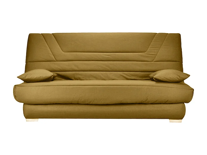 Banquette Clic Clac tissu matelas Bultex 14cm avec rangement Bary-Couleur Jaune curry-130x190