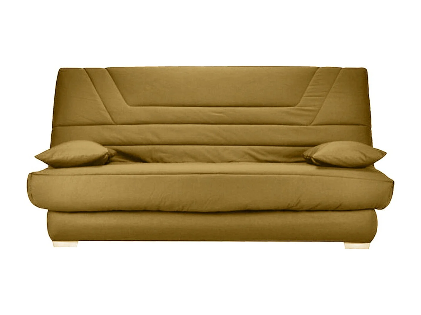 Banquette Clic Clac tissu matelas Bultex 14cm avec rangement Bary-Couleur Jaune curry-130x190