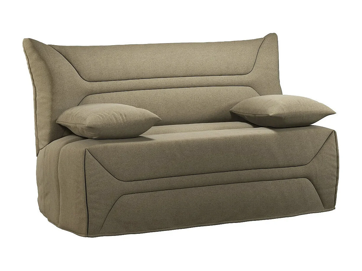 Canapé BZ Tissu matelas 12cm 140x190 Zilo-Couleur Beige-Coffre de rangement Avec rangement