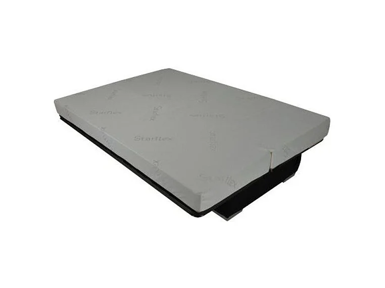 Banquette Clic-clac tissu 130x190 matelas Starflex 13cm avec rangement Folken-Couleur Gris perle