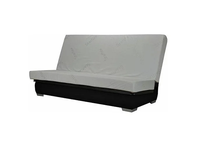 Banquette Clic-clac tissu 130x190 matelas Starflex 13cm avec rangement Folken-Couleur Gris perle