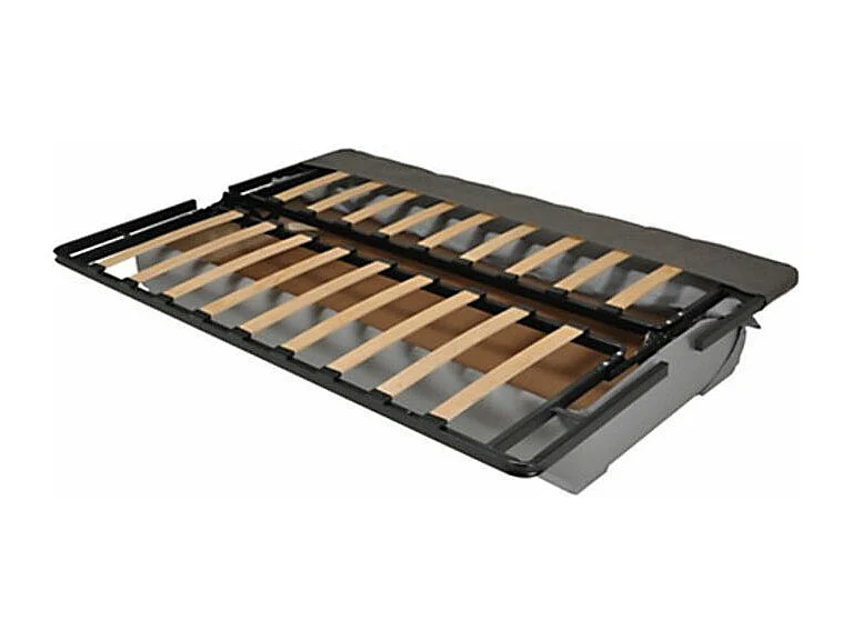Banquette Clic-clac tissu 130x190 matelas Starflex 13cm avec rangement Folken-Couleur Gris perle