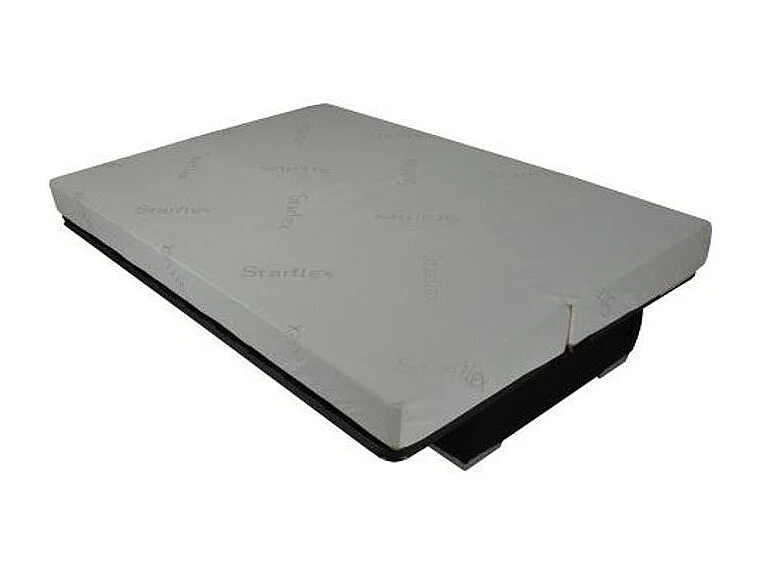 Banquette Clic-clac tissu 130x190 matelas Starflex 13cm avec rangement Folken-Couleur Gris perle