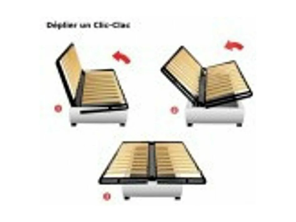 Banquette Clic-clac tissu 130x190 matelas Sofaconfort 14cm avec rangement Sofia-Couleur Gris Souris
