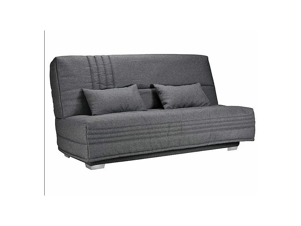 Canapé clic clac tissu avec rangement matelas Sofaconfort 17cm Parko 193cm-Couleur Gris clair chiné