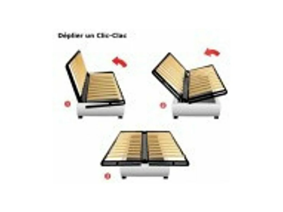 Canapé clic clac tissu avec rangement matelas Sofaconfort 17cm Parko 193cm-Couleur Gris clair chiné