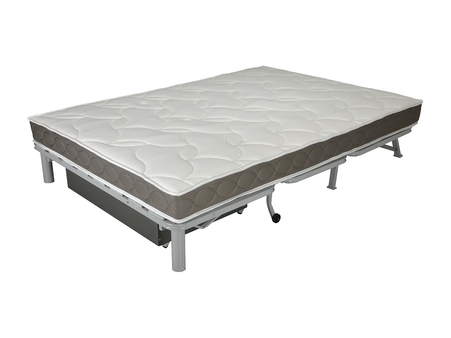 Banquette BZ microfibre 160x200 avec coffre Matelas Starconfort 12cm Brioca-Couleur Beige clair