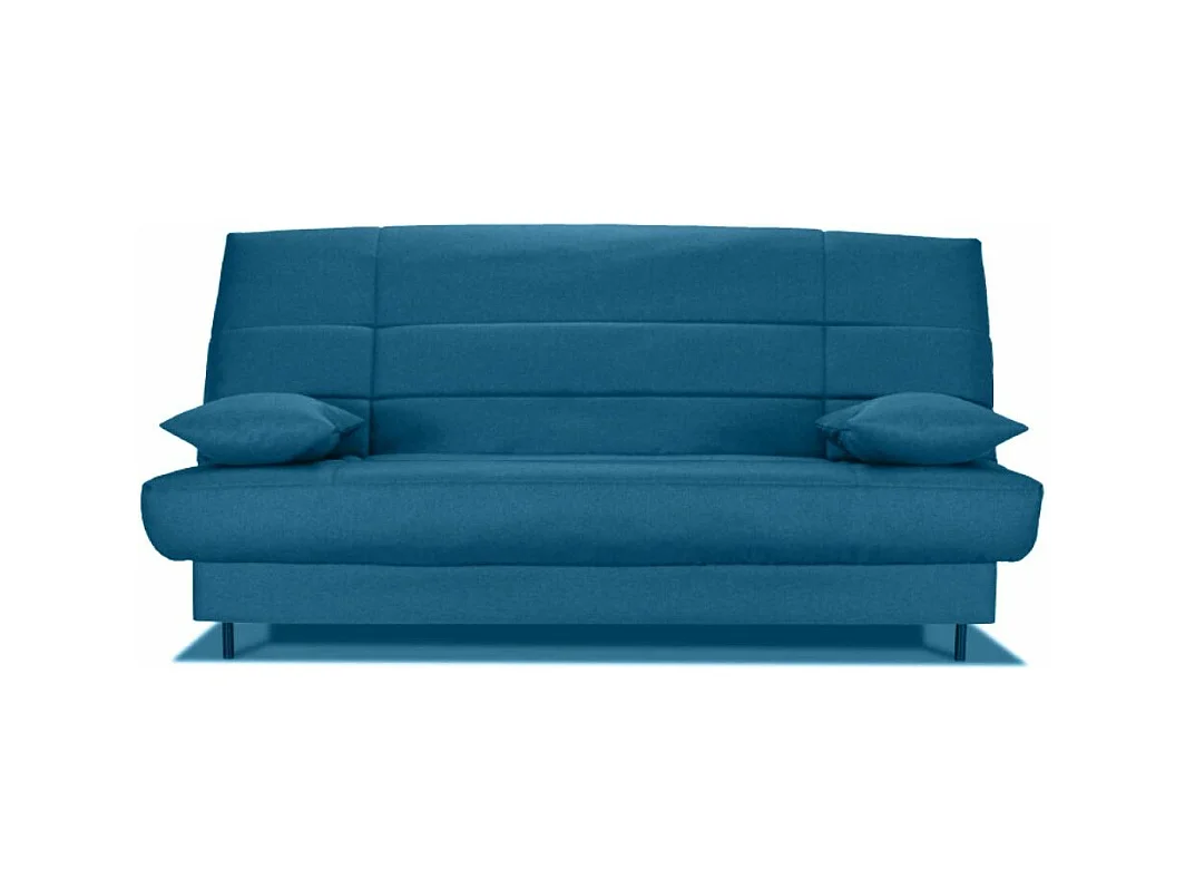Banquette Clic-clac tissu 130x190 matelas Starflex 13cm avec rangement Folken-Couleur Bleu canard
