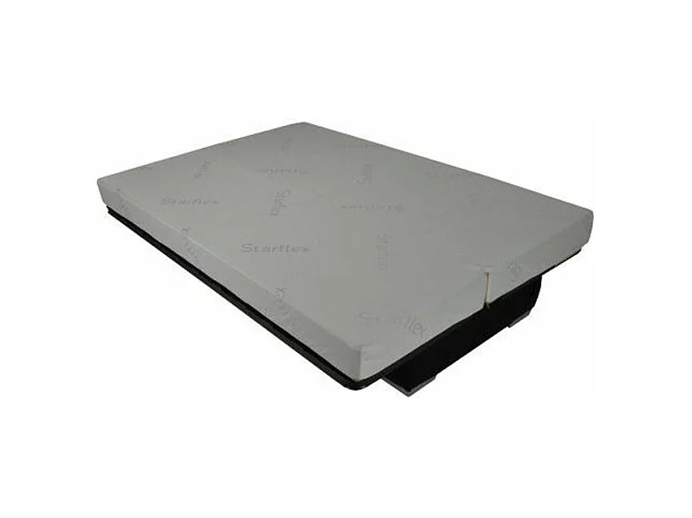 Banquette Clic-clac tissu 130x190 matelas Starflex 13cm avec rangement Folken-Couleur Bleu canard