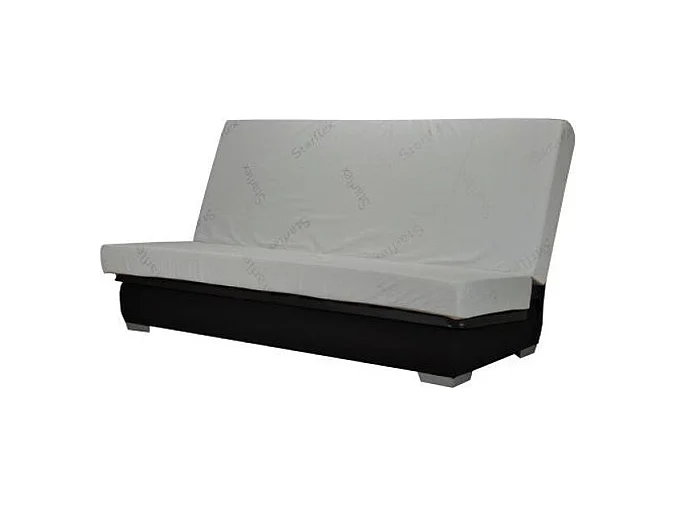 Banquette Clic-clac tissu 130x190 matelas Starflex 13cm avec rangement Folken-Couleur Bleu canard