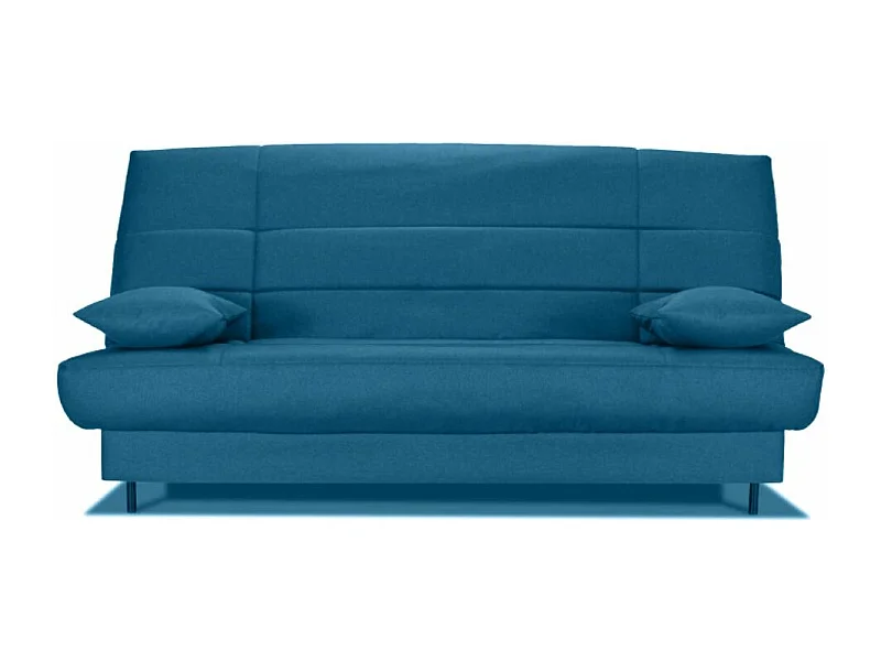 Banquette Clic-clac tissu 130x190 matelas Starflex 13cm avec rangement Folken-Couleur Bleu canard
