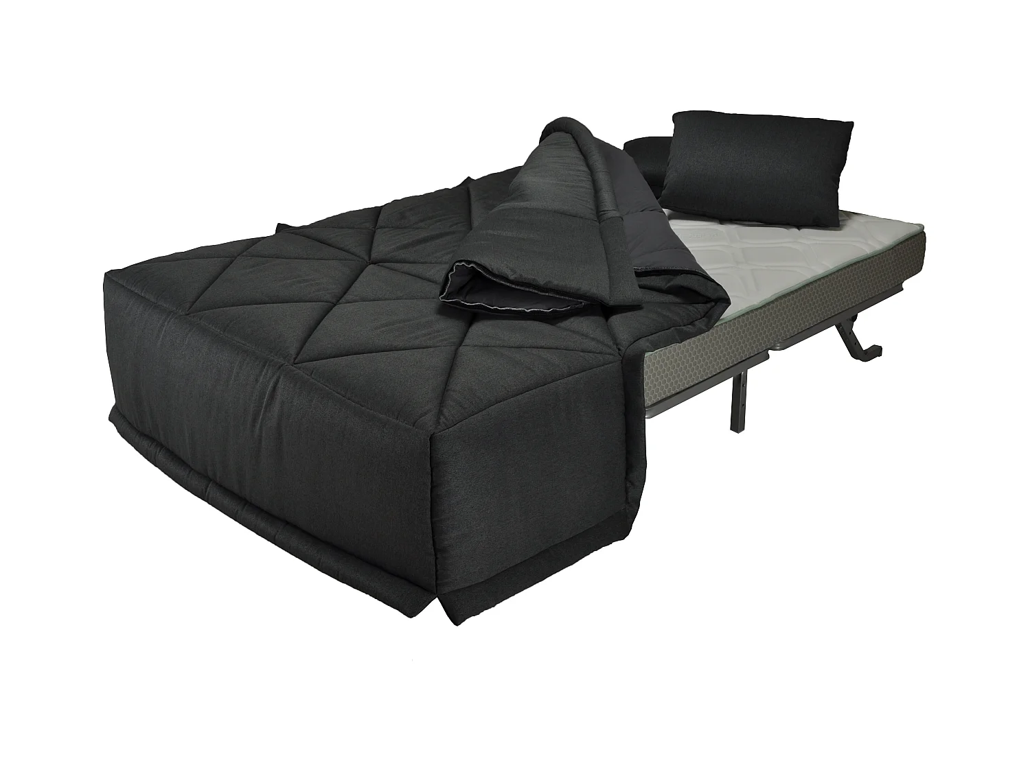 Banquette BZ microfibre 140x200 avec coffre de rangement matelas 12cm Brioca-Couleur Gris clair
