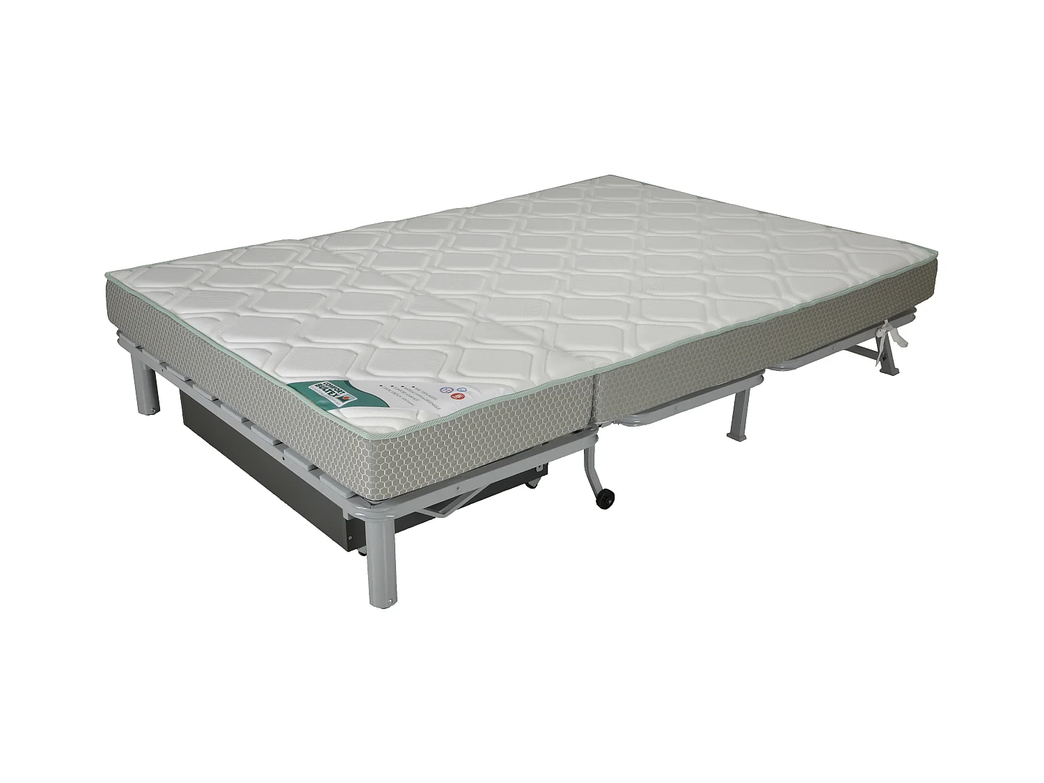 Banquette BZ microfibre 140x200 avec coffre de rangement matelas 12cm Brioca-Couleur Gris clair