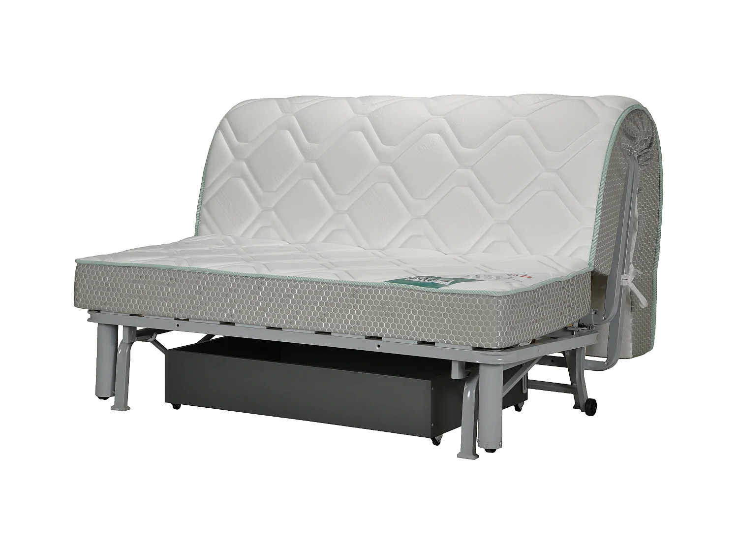 Banquette BZ microfibre 140x200 avec coffre de rangement matelas 12cm Brioca-Couleur Gris clair
