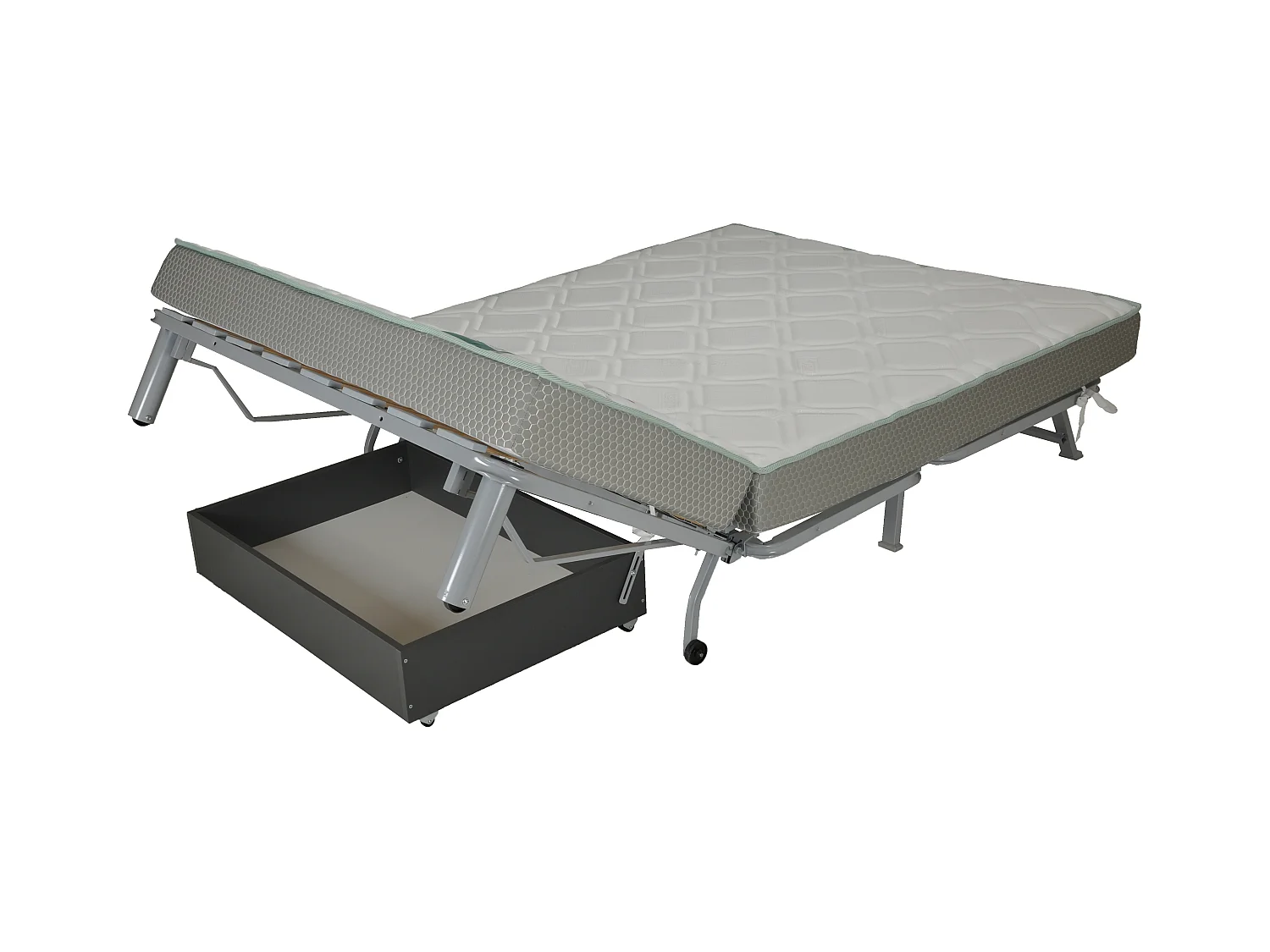 Banquette BZ microfibre 140x200 avec coffre de rangement matelas 12cm Brioca-Couleur Gris clair