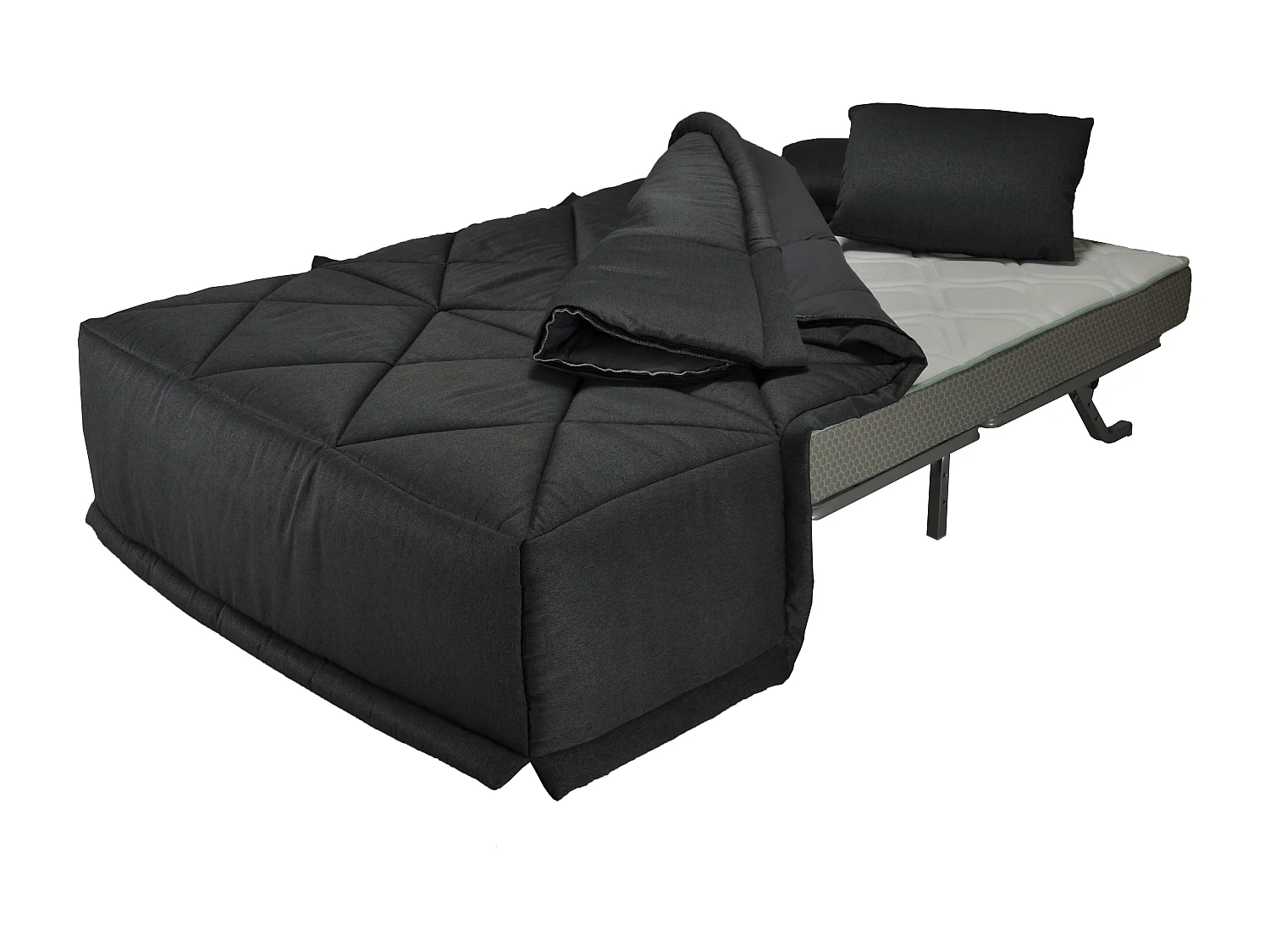 Banquette BZ microfibre 140x200 avec coffre de rangement matelas 12cm Brioca-Couleur Gris clair